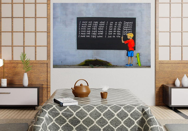 Simpsons Bart By Banksy Leinwanddruck, Zitate auf Bildern, Graffiti-Kunstwerk, 76 x 50 cm 76cm x 50c