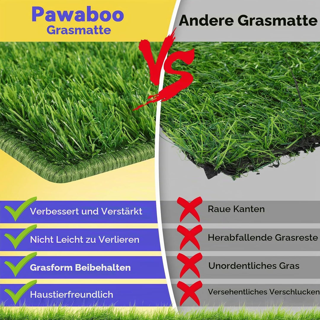 Grosse Hundetoilette Grasmatte mit Tablett, 90 x 60 cm Edelstahl Hundeklo mit 2 Wiederverwendbaren K