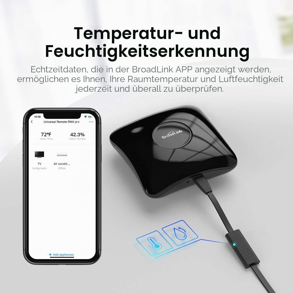 BroadLink RM4 Pro S und Sensorkabelsatz, universeller RF IR-Fernbedienungshub mit USB-Kabel Temperat