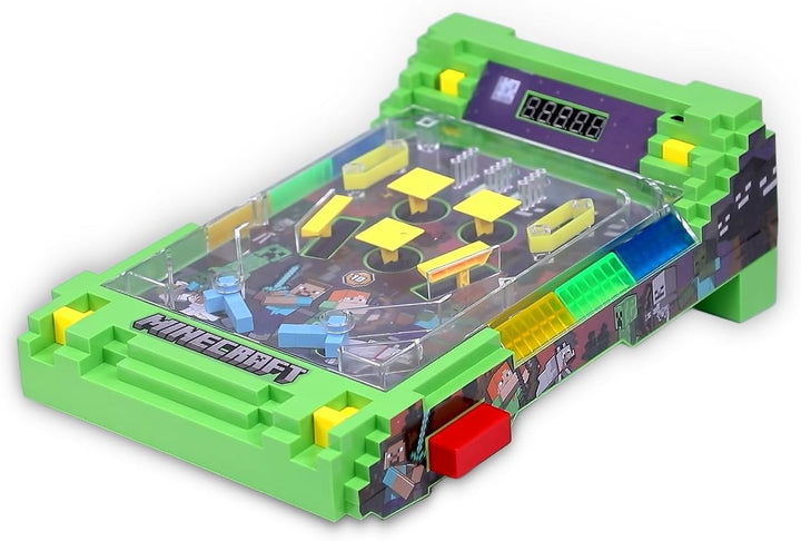 Minecraft Arcade Pinball – Overworld Edition mit vibrierenden Bumpern und LED-Punkteanzeige, elektro