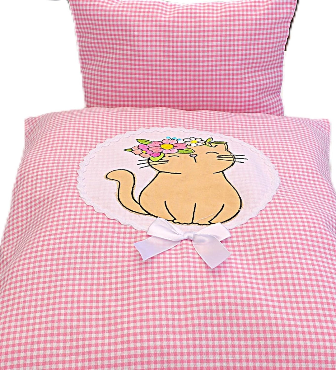 Generisch Puppenbettwäsche, Kitten, 2tlg. Set Bettwäsche Puppen Teddybär Puppen Wagen Bestickt mit B
