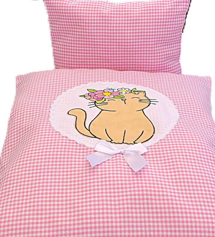 Generisch Puppenbettwäsche, Kitten, 2tlg. Set Bettwäsche Puppen Teddybär Puppen Wagen Bestickt mit B
