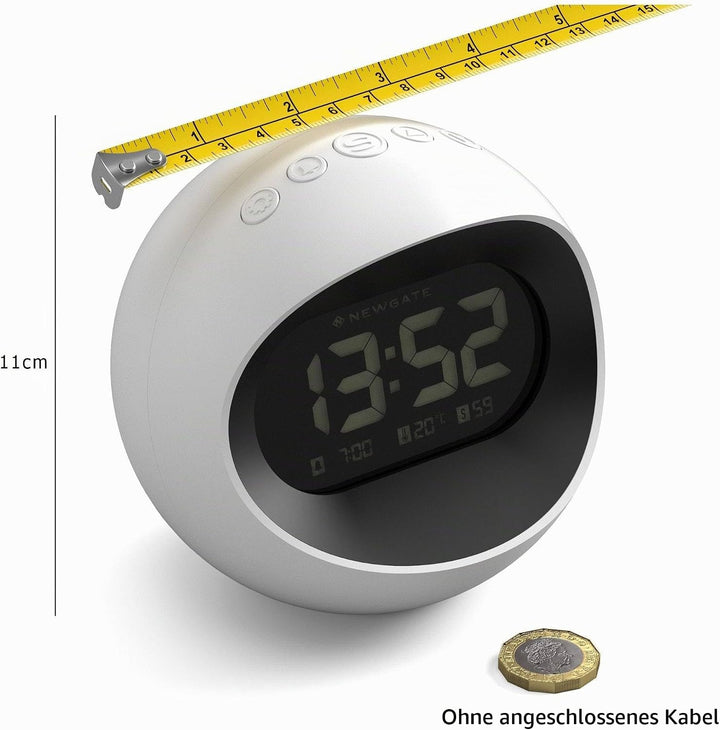 NEWGATE® Digital Centre of The Earth Wecker (weiss mit schwarzem LCD-Display) White With Black Lcd D