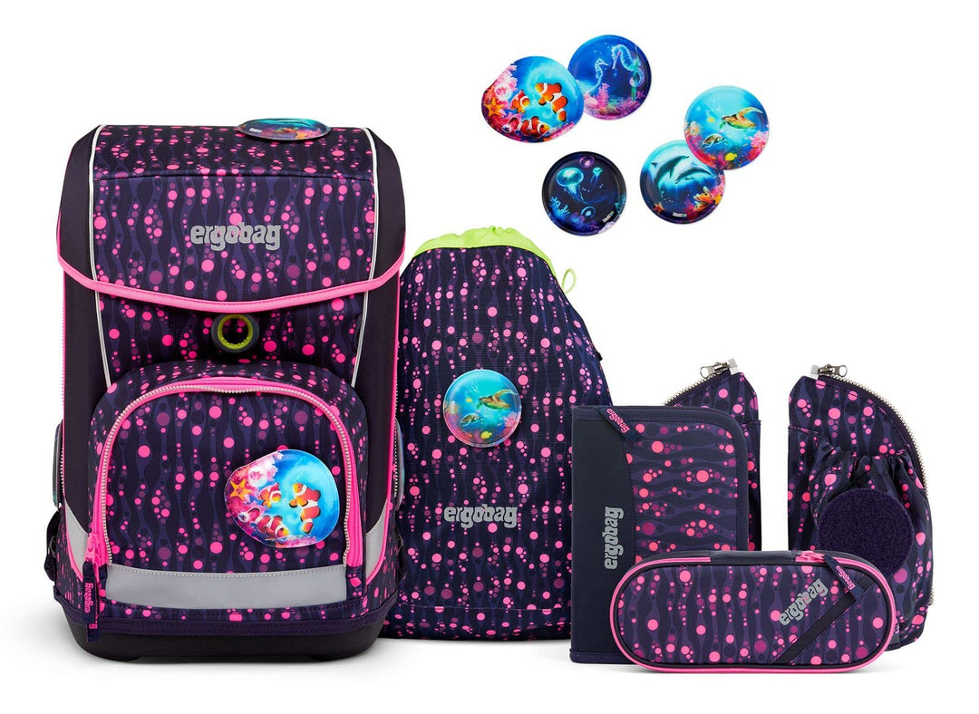 ergobag Cube Light-Set Rucksack, Unisex, für Kinder Einheitsgrösse Bärmuda Viereck - Lila, Einheitsg