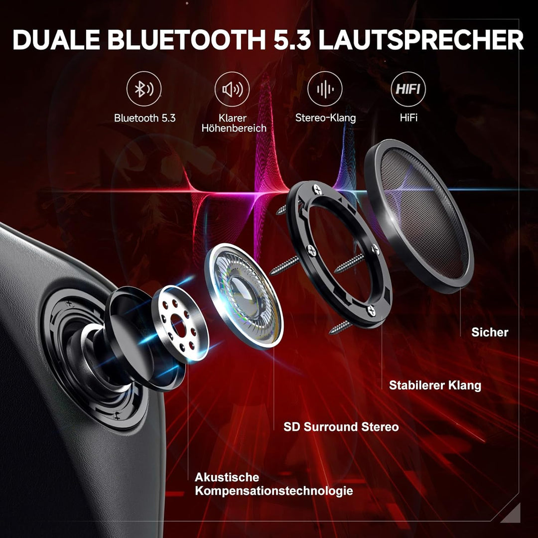 GTPLAYER Gaming Stuhl mit Fussstützen Lautsprecher Bluetooth, Gamer Stuhl Ergonomischer Computerstuh