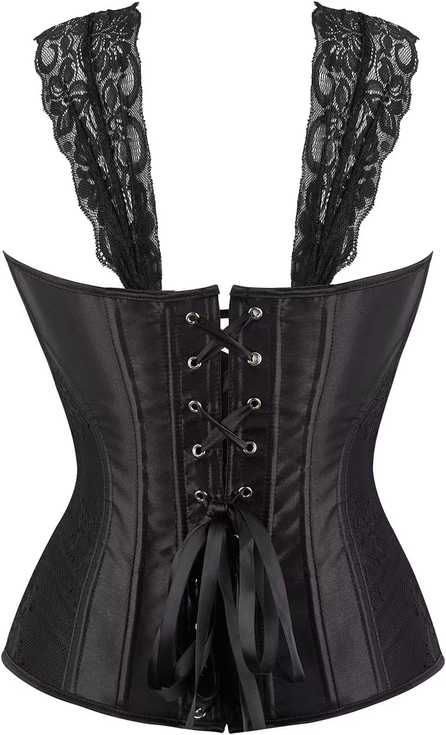 Jutrisujo Korsett Damen Kleid Corsage Gothic Korsagen Corset Reissverschluss Schnüren Reizwäsche Kos