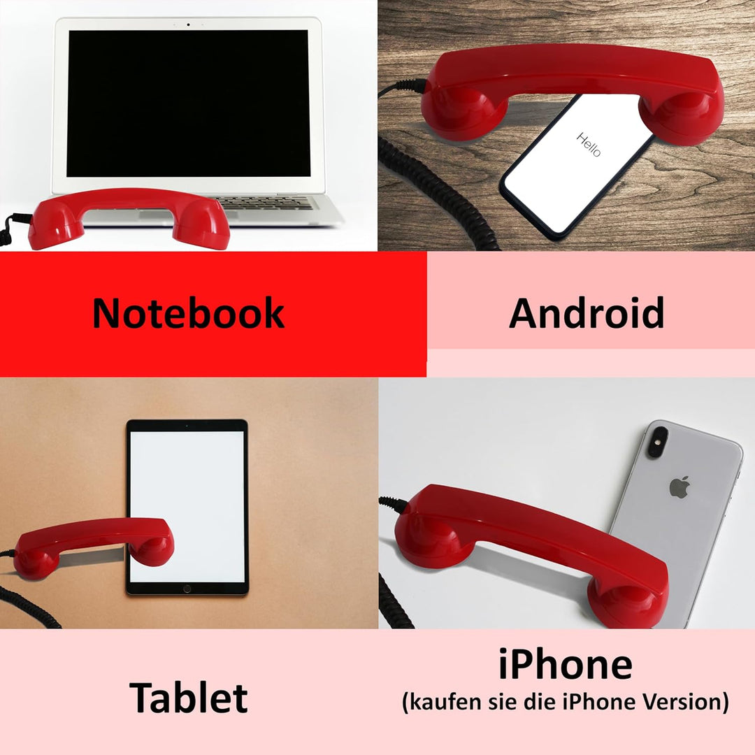Retro Handyhörer für Apple iPhones mit Lightning (passender Adapter mit inbegriffen) in der Form ein