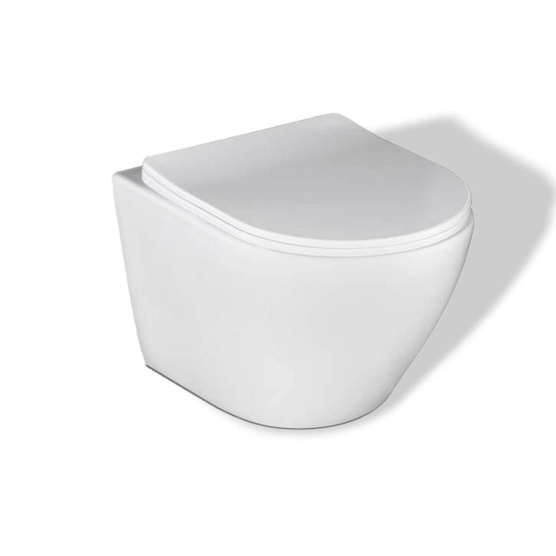 KOLMAN Wand-WC Desna Spülrandloses Weiss mit Slim Soft-close Absenkautomatik Deckel und Schallschutz