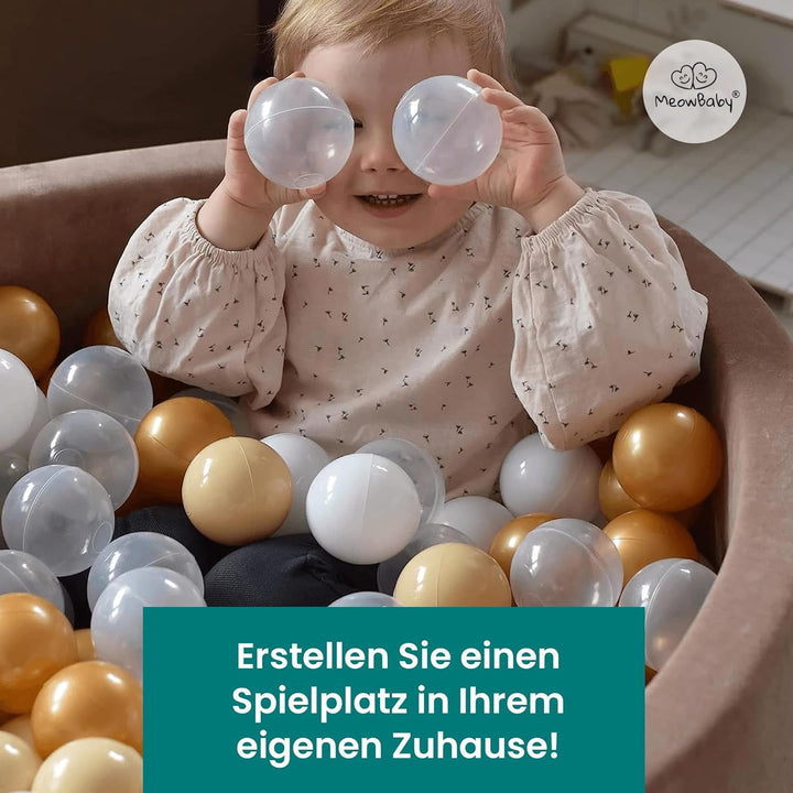 MEOWBABY Bällebad Baby - Rund 90x30cm Ball Pit für Kinder ab 1 Jahr mit 200 Bälle - Weiches & Sicher