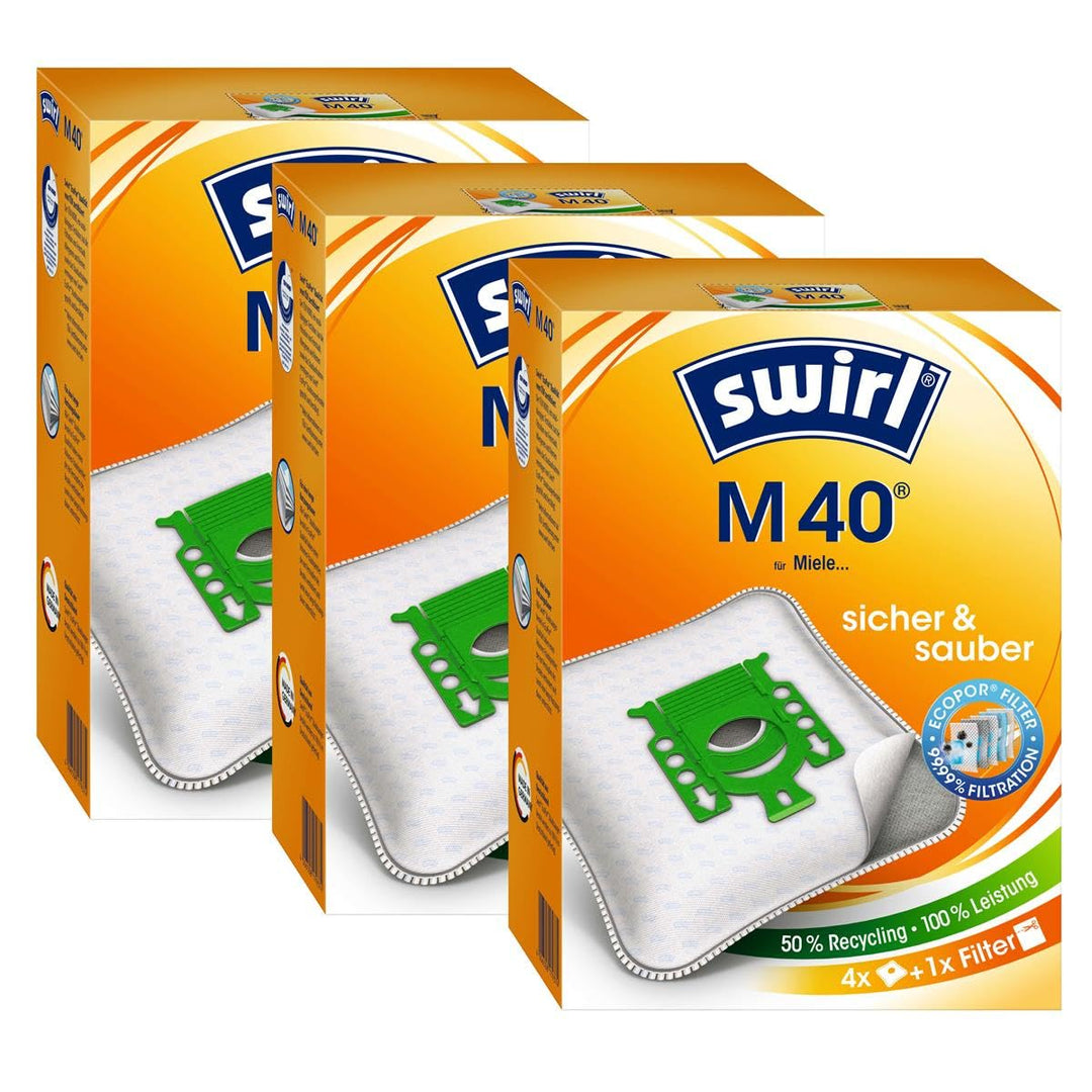 3 Pakete Swirl Staubsaugerbeutel M40 (M54) / M 40 MicroPor Plus AirSpace für Miele Staubsauger Typ: