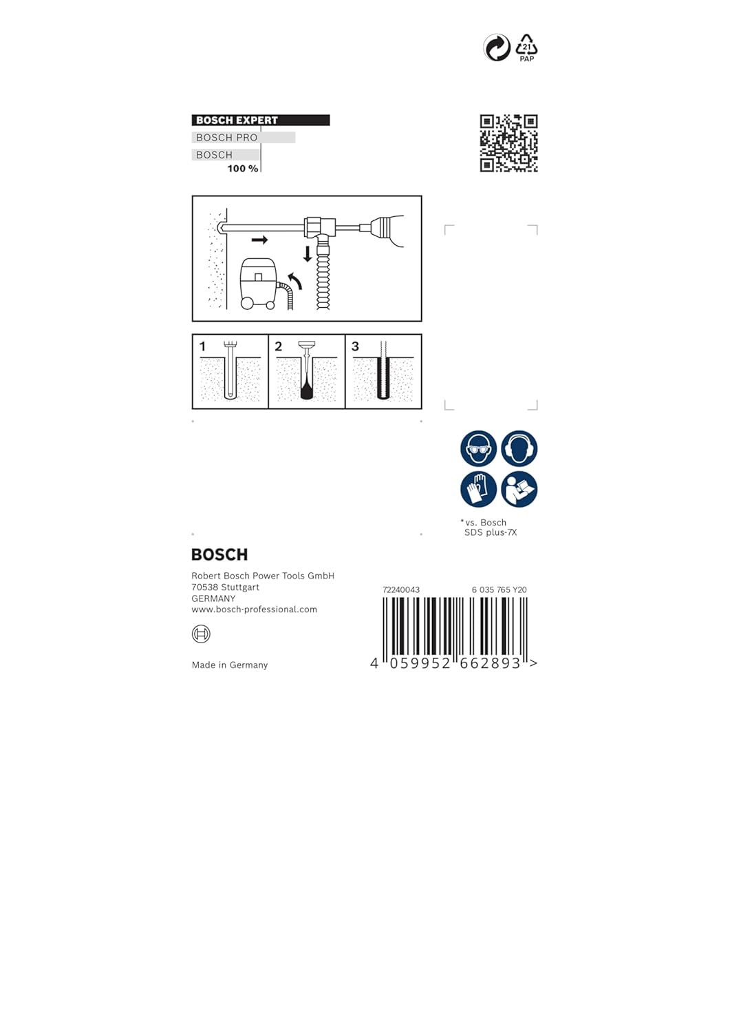 Bosch 1x EXPERT SDS Clean plus-8X Hammerbohrer-Set für Installationen (Ø 6,5 mm, Professional Zubehö