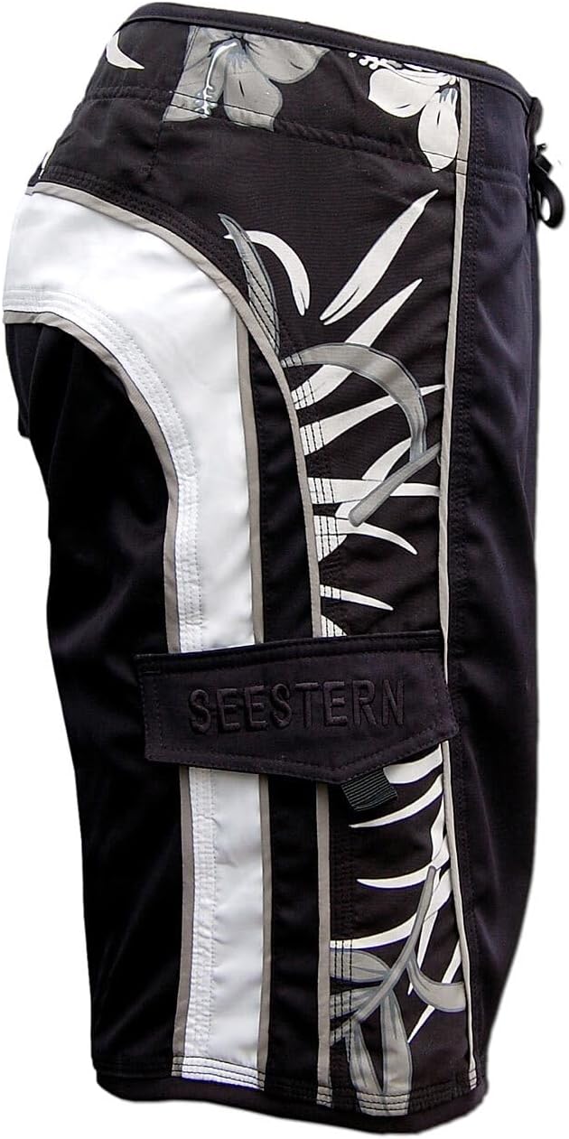 SEESTERN Herren Microstrech Boardshorts Surfshorts Boardshort Badehorts XS-3XL /2343 3XL Schwarz, 3X