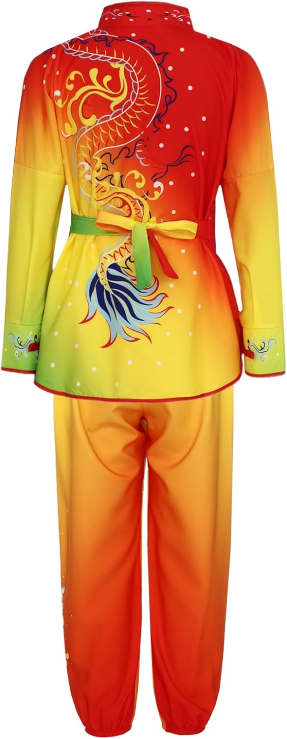 Mufeng Kinder Jungen Tai Chi Uniform Langarm Kung Fu Shirt mit Wushu Hose Chinesisch Kung Fu Wing Ch