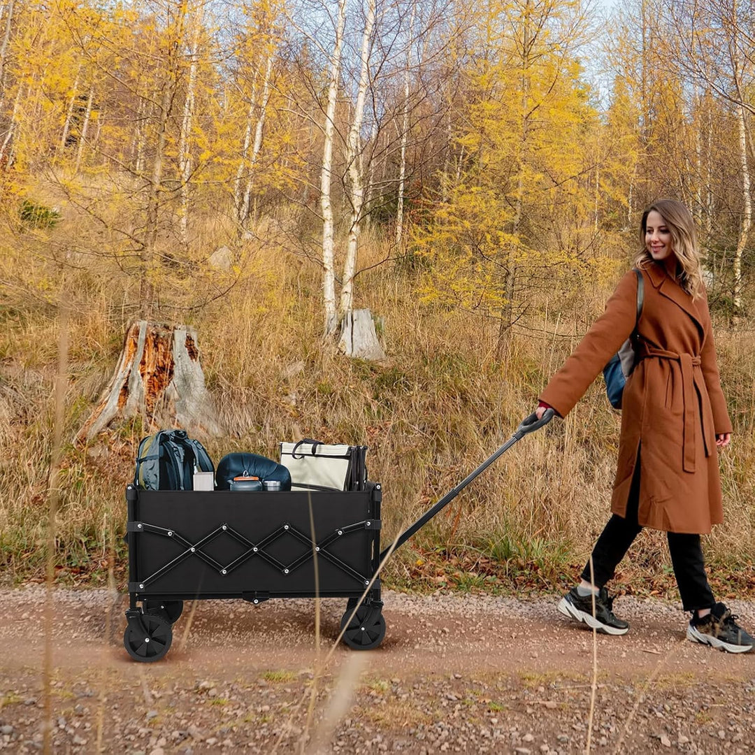 Faltbarer Wagen mit Rädern, zusammenklappbarer Wagen mit verstellbarem Griff, 100L und 550LB grosse