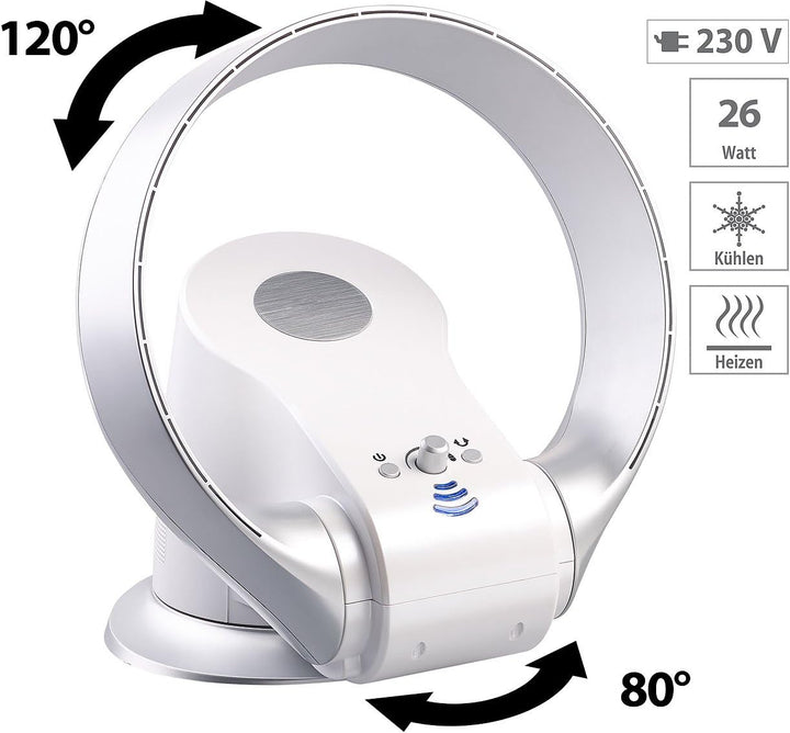 Sichler Haushaltsgeräte Lüfter: Rotorloser 360°-Wand- und Tisch-Ventilator mit Oszillation, 26 Watt
