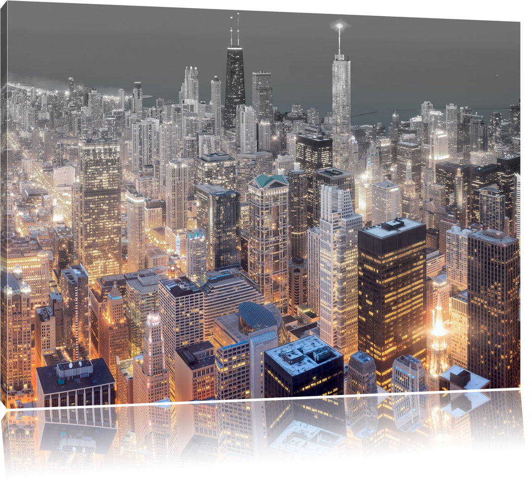Pixxprint Luftaufnahme Chicago als Leinwandbild/Grösse: 100x70 cm/Wandbild/Kunstdruck/fertig bespann
