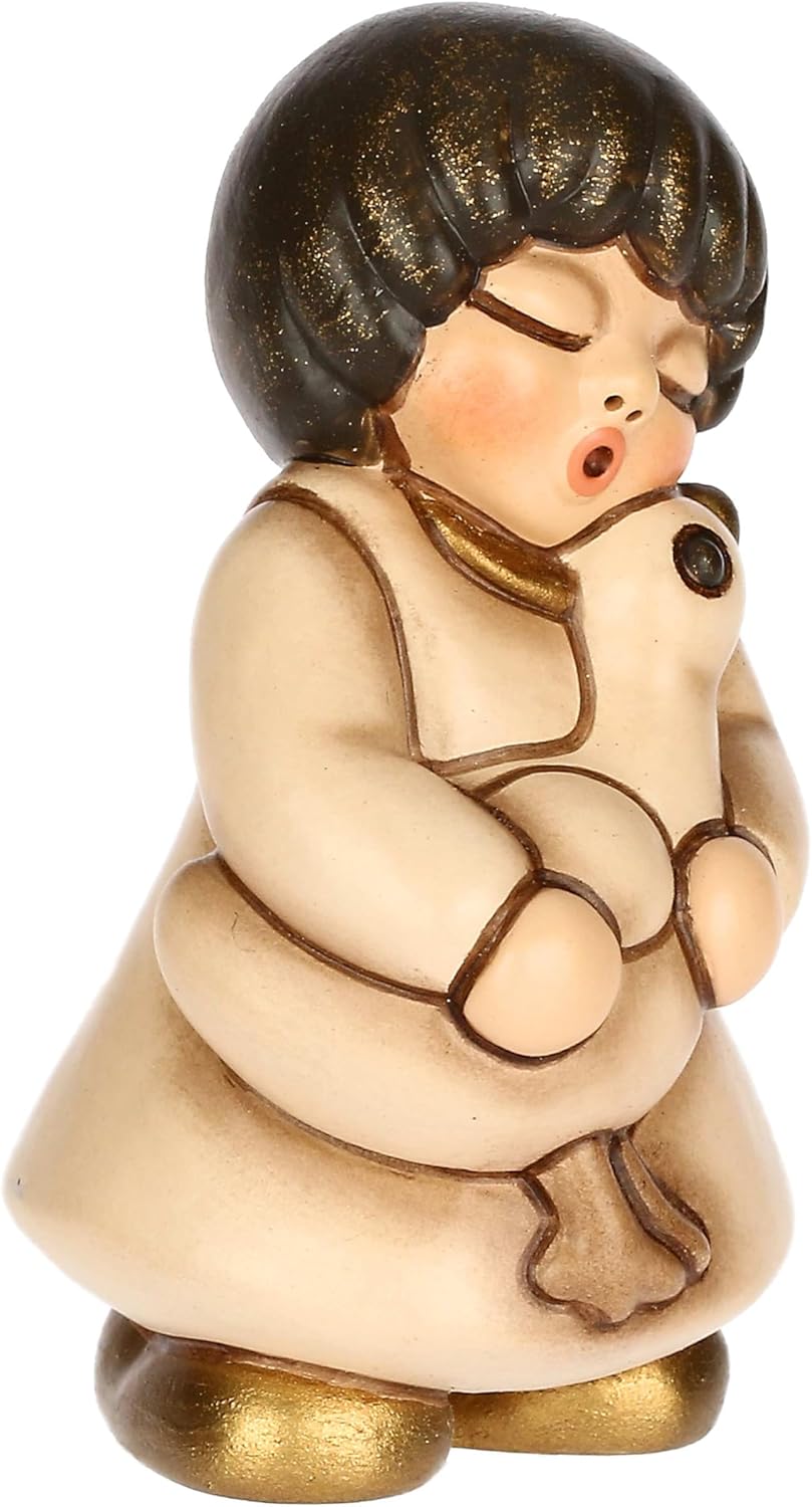 THUN - Mädchen mit Gans beige aus Keramik, 3,6 x 3,6 cm, Höhe 6,2 cm, Kollektion Krippe Classico