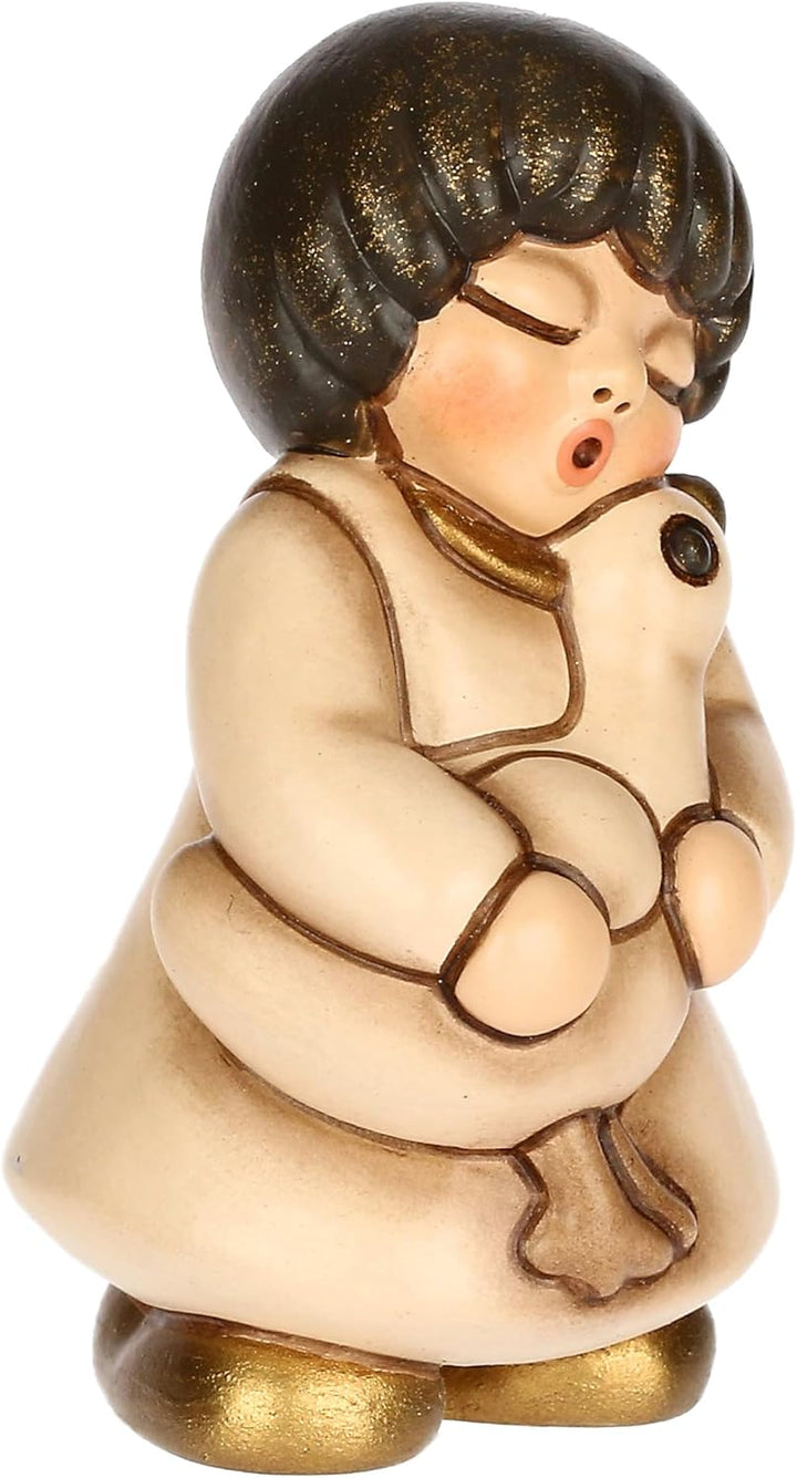 THUN - Mädchen mit Gans beige aus Keramik, 3,6 x 3,6 cm, Höhe 6,2 cm, Kollektion Krippe Classico