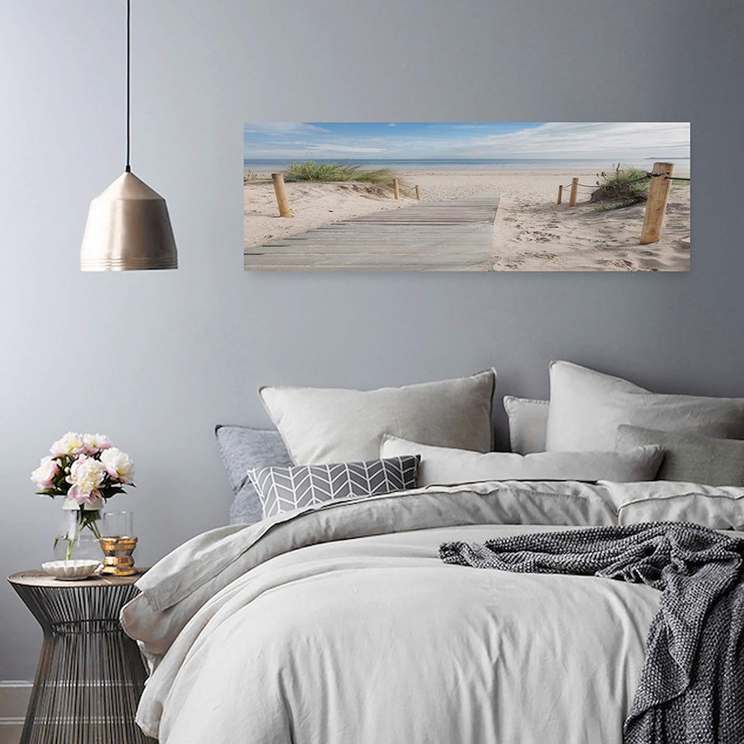 Feeby Bilder Strand Sand Wasser 90x30 cm Wohnzimmer Schlafzimmer Büro Flur Küche Wandbilder Modern B