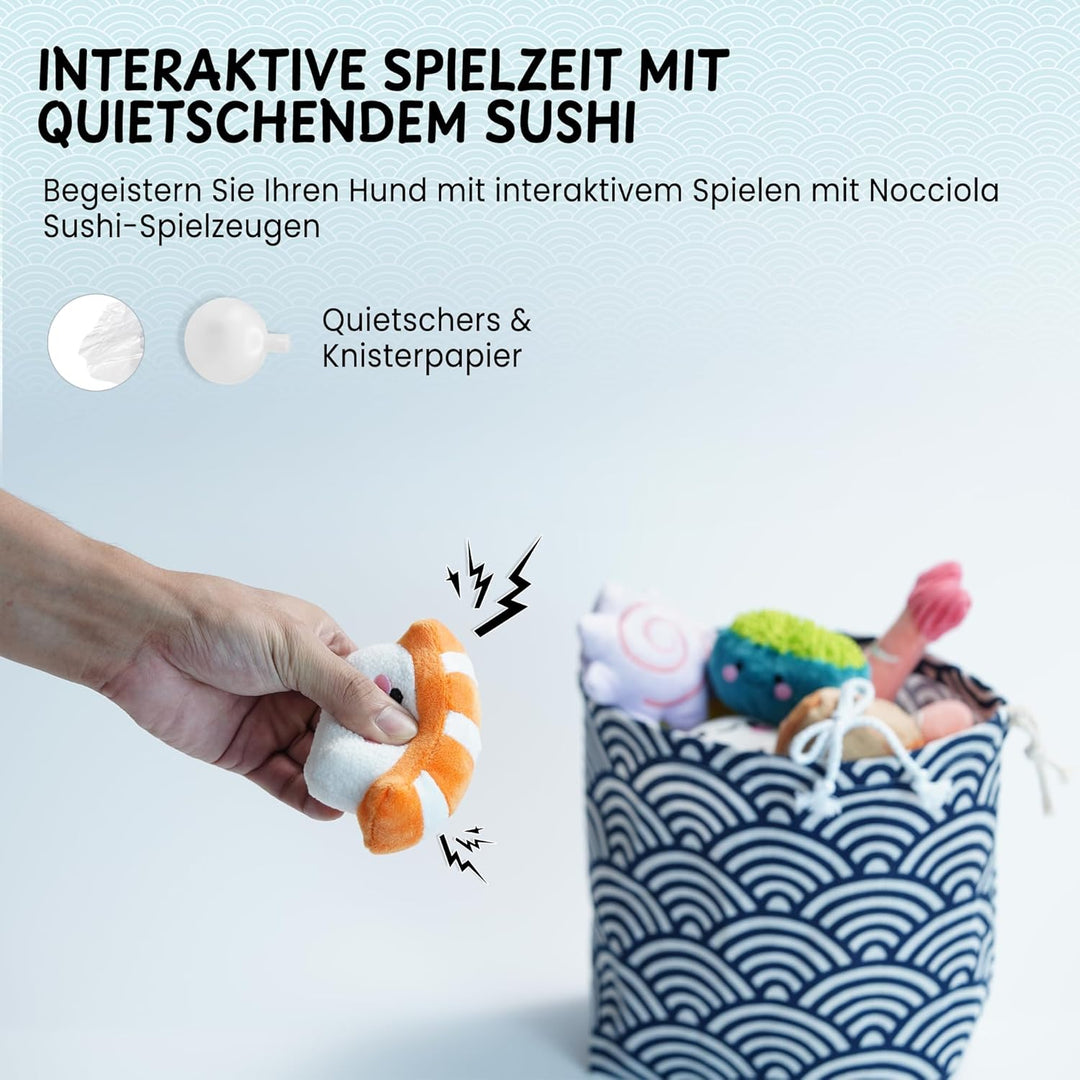 Nocciola Sushi-Hundespielzeug für kleine bis mittelgrosse Hunde, niedliches Plüschspielzeug mit Tasc