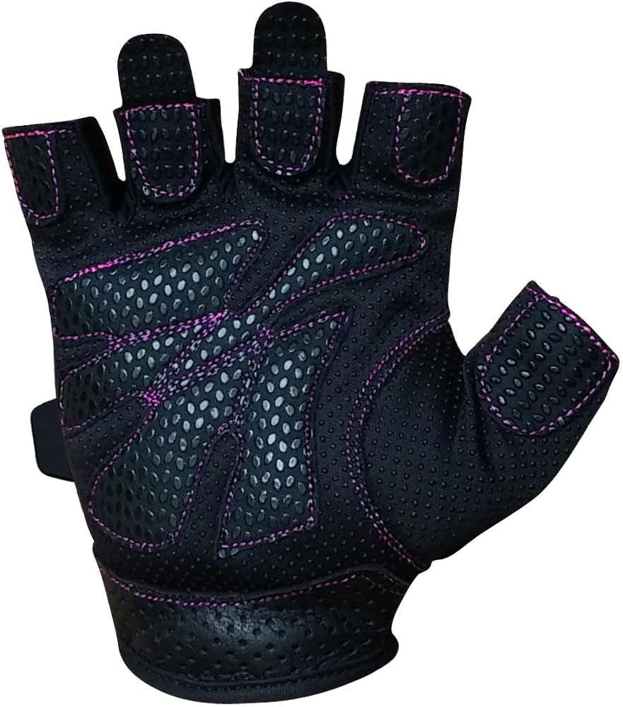 Meister Damen Fit Grip Gewichtheber-Handschuhe mit waschbarem Amara-Leder schwarz / rosa S, schwarz