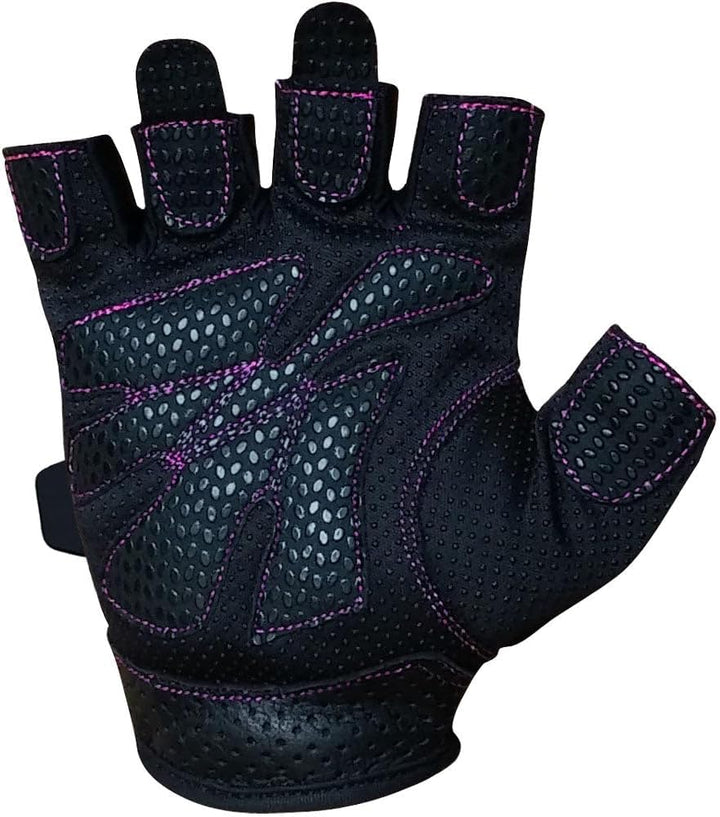 Meister Damen Fit Grip Gewichtheber-Handschuhe mit waschbarem Amara-Leder schwarz / rosa S, schwarz