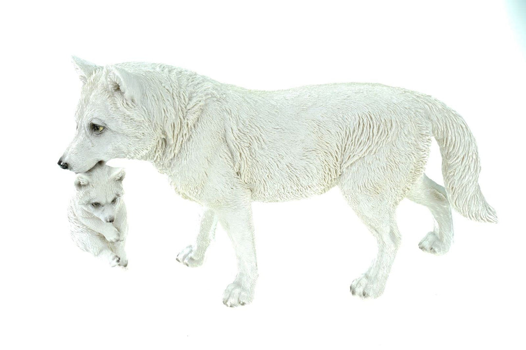 VOGLER Joh. Vogler GmbH Dekofigur Wolf mit Jungem im Maul 30 cm Figur Weiss Tierfigur