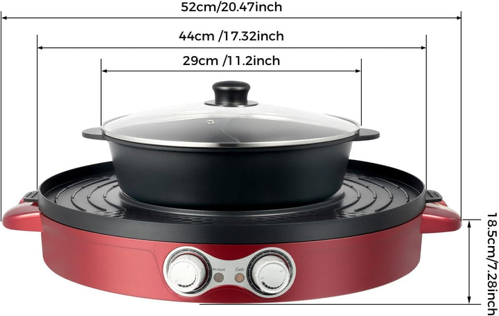 2 In 1 Hotpot und Grill, Korean BBQ Grill, Elektrischer Topf, 220V 2200W Elektrogrill mit Abnehmbar