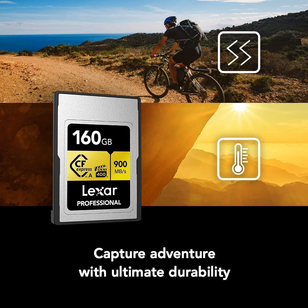 Lexar Professionelle 160 GB CFexpress Typ A Gold Series Speicherkarte, bis zu 900 MB/s Lesen, Kinoqu