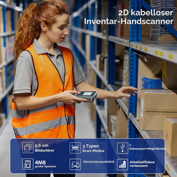 Eyoyo 2D Inventar Scanner Datensammler, tragbarer QR 1D Wireless Barcode Scanner, Handheld Data Term