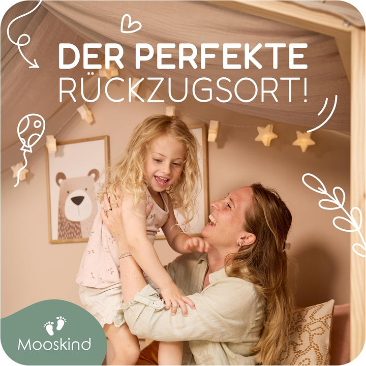 Hausbett Himmel – Aus weichem Musselin in 9 Farben – 100% Bio-Baumwolle – Traumhafte Hausbett Deko &amp;