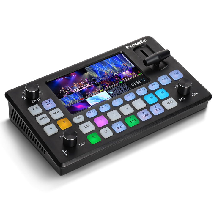 FoMaKo Video Switcher HDMI 4-Kanal für Multikameras, Video Mixer mit 5.5-Zoll LCD Bildschim, 1080P 6