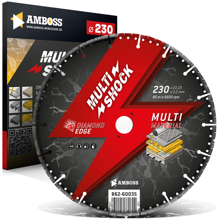 Amboss MultiShock - Diamant-Trennscheibe Ø 230 mm x 22,2 mm - Universal/Allround | Segmenthöhe: 10 m