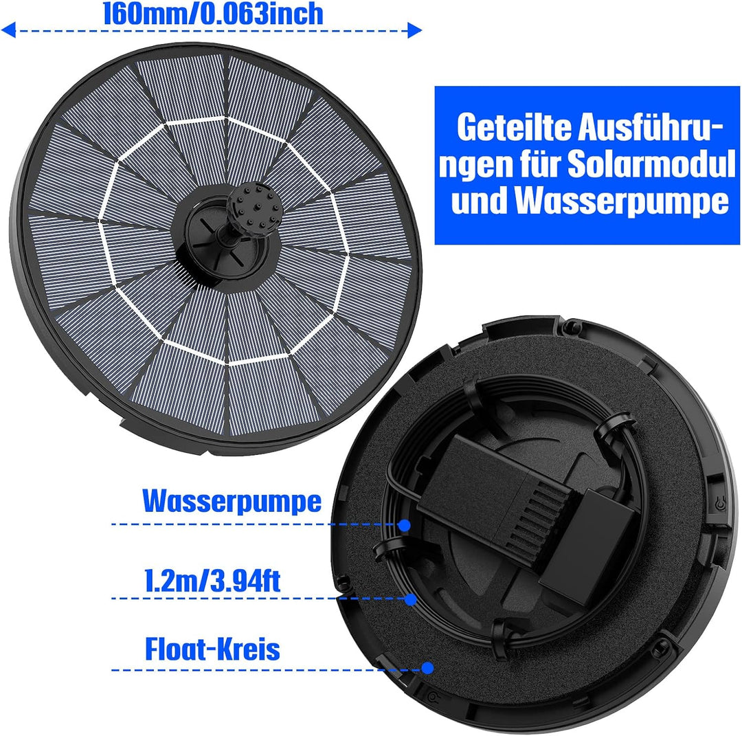 AISITIN 2 IN 1 DIY Solar Springbrunnen für Aussen mit 2.8W Abnehmbares Solarpanel Solarbrunnen für D