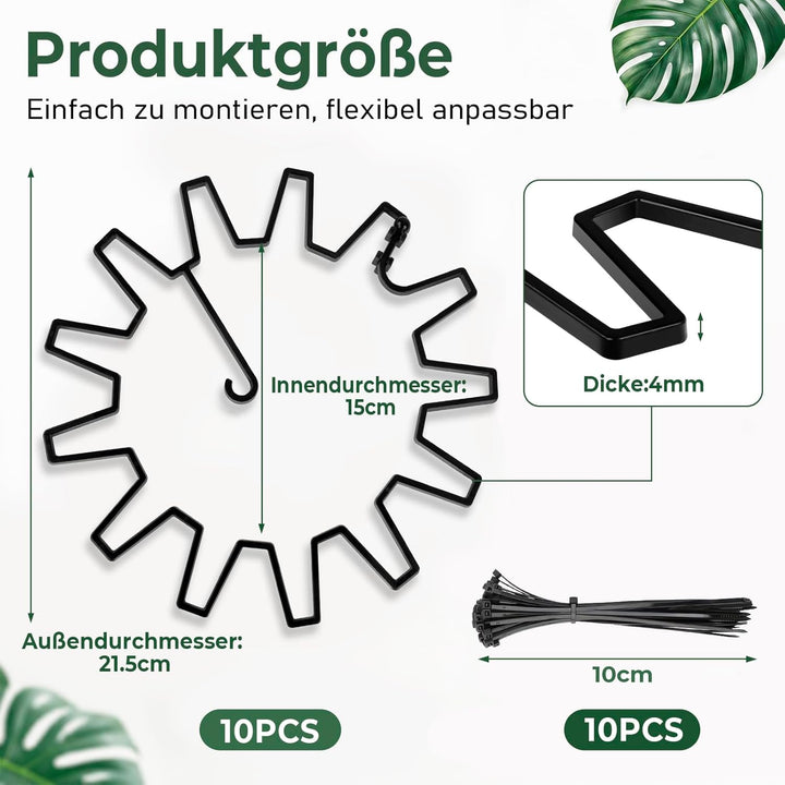 WUQNGI Pflanzenstütze, 10 Stück Staudenhalter Rund, Einstellbare Hortensien Stütze Ø 21,5 cm, Robust
