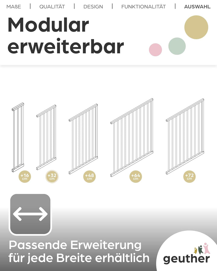Geuther Verlängerung Türschutzgitter Easylock Plus I Weiss, 32 cm Metall I stabile Erweiterung für T