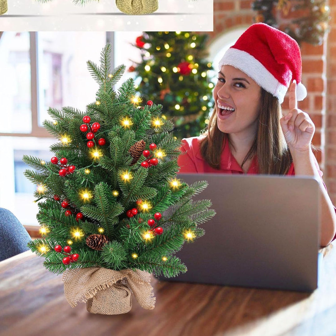 Weihnachtsbaum,50 cm künstlicher Weihnachtsbaum,Weihnachtsbaum mit Beleuchtung mit 2 m LED-Lichtern,