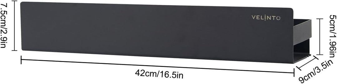 Duschablage Ohne Bohren 42 cm – Edelstahl Schwarz Matt – Mit 3M Klebestreifen – Badregal mit Handtuc