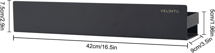 Duschablage Ohne Bohren 42 cm – Edelstahl Schwarz Matt – Mit 3M Klebestreifen – Badregal mit Handtuc