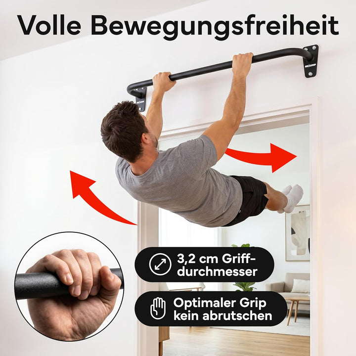 NEOLYMP Klimmzugstange Wandmontage bis 200kg – Stabile Pull Up Bar aus Premium Stahl für Home Gym, O