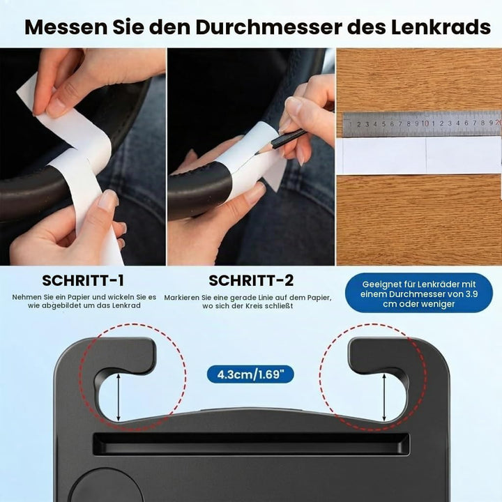 Auto Lenkrad Tisch Multifunktionaler Tragbarer Laptophalter &amp; Esstisch für Auto, 37 x 27.7 cm, Schwa