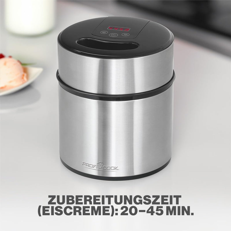 Profi Cook Eismaschine PC-ICM 1140 Eiscreme-Maker für Speiseeis, Frozen-Joghurt und Sorbet, inkl. Re