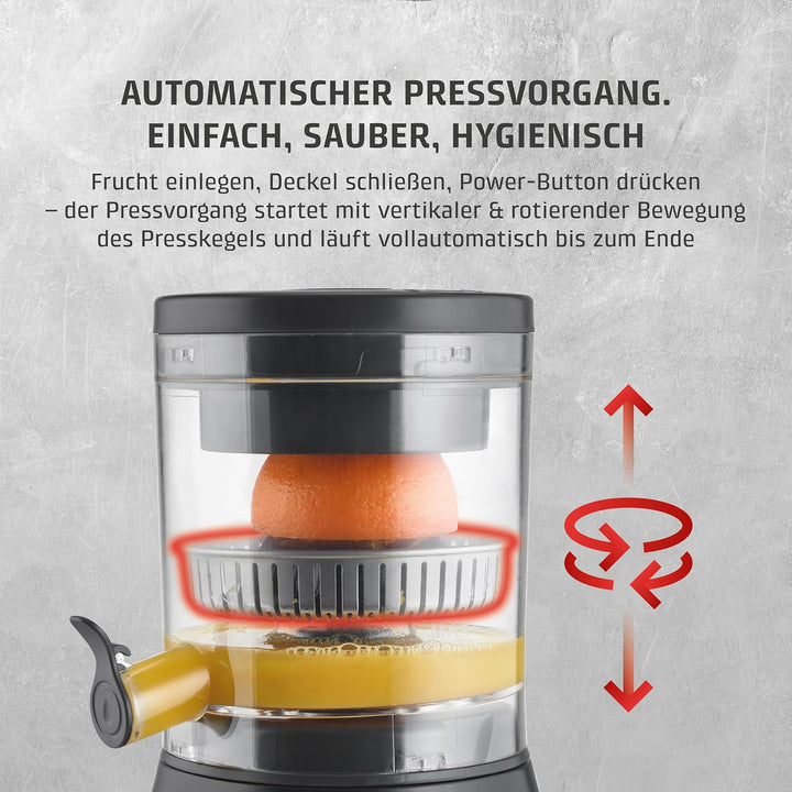 CASO CP 400 Lift - elektrische Zitruspresse, hohe Saftausbeute, BPA-Frei, Universal-Presskegel für a