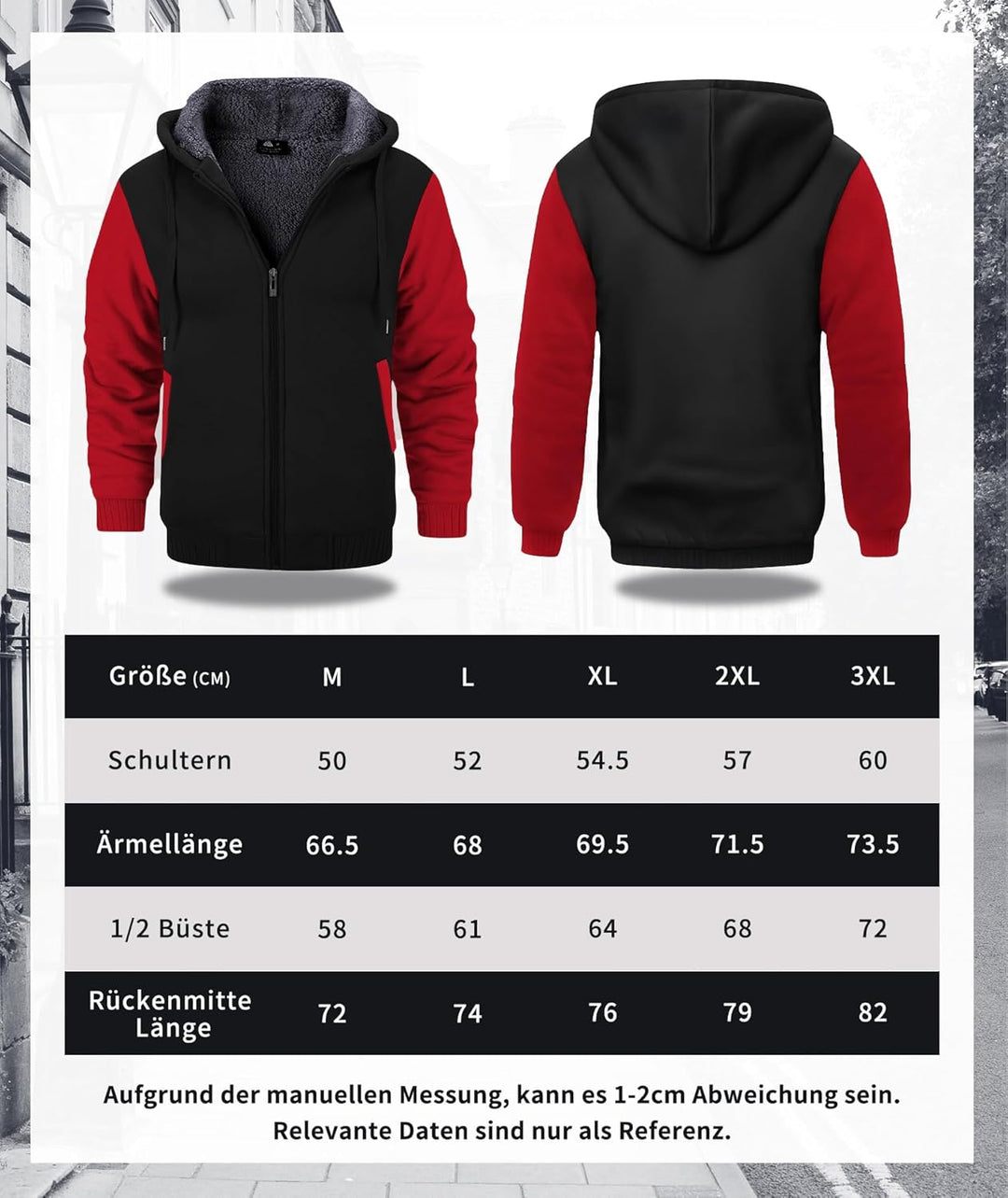 SwissWell Herren Fleecejacke Full Zip Kapuzenjacke Winter Sweatjacke mit Kapuze Gefütterte Hoodie Mä
