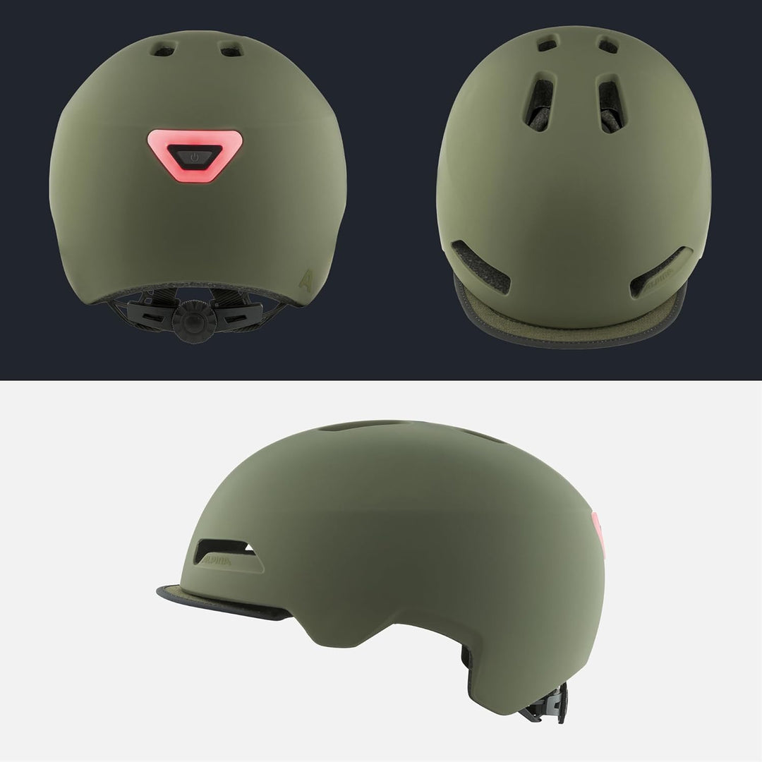 ALPINA BROOKLYN - Beleuchteter, Robuster und Komfortabler Urban Fahrradhelm Mit LED-Licht Für Erwach