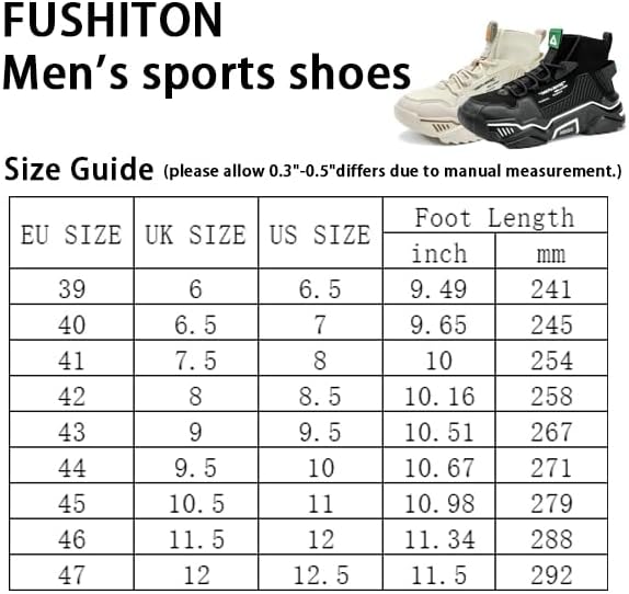 FUSHITON Herren Sportschuhe Turnschuhe Gym Leicht Hohe Schuhe Outdoor Fitnessschuhe Freizeitschuhe S