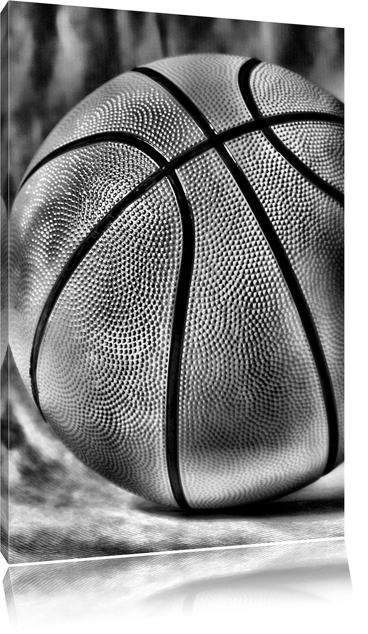 Pixxprint Monocrome, Basketball schwarzer Hintergrund, Format: 100x70 auf Leinwand, 100x70