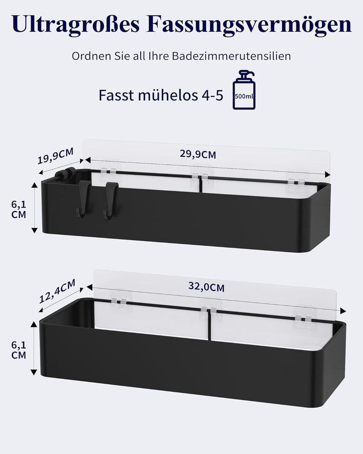 Kitsure Duschablage ohne Bohren - 2 Stück rostfreie Badezimmer Organizer, schnell trocknende Badrega