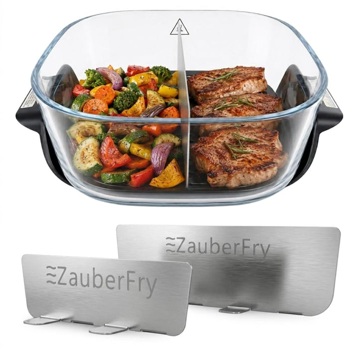 ZauberFry Backraumteiler aus Edelstahl für Ninja CRISPi 4-in-1 Glas-Heissluftfritteuse