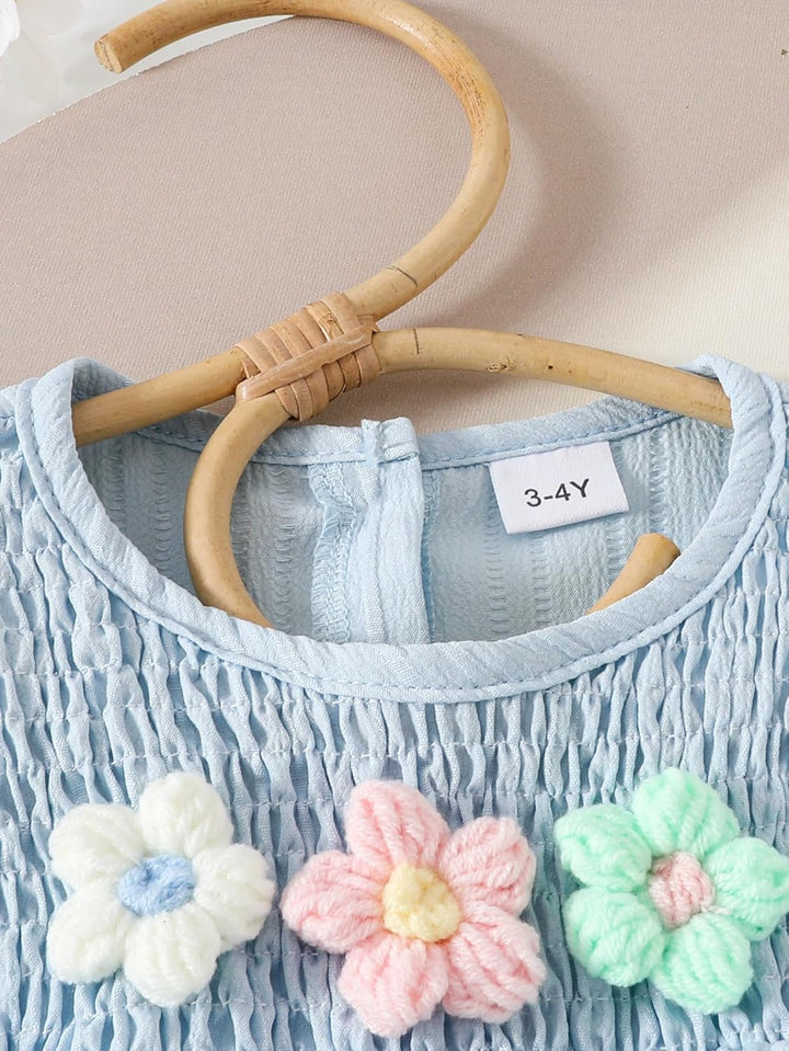 Kleinkind Baby Mädchen Kleidung Blumen Rüschen T-Shirts Tops Shorts Süsse Sommer Kleidung Sets 18-24